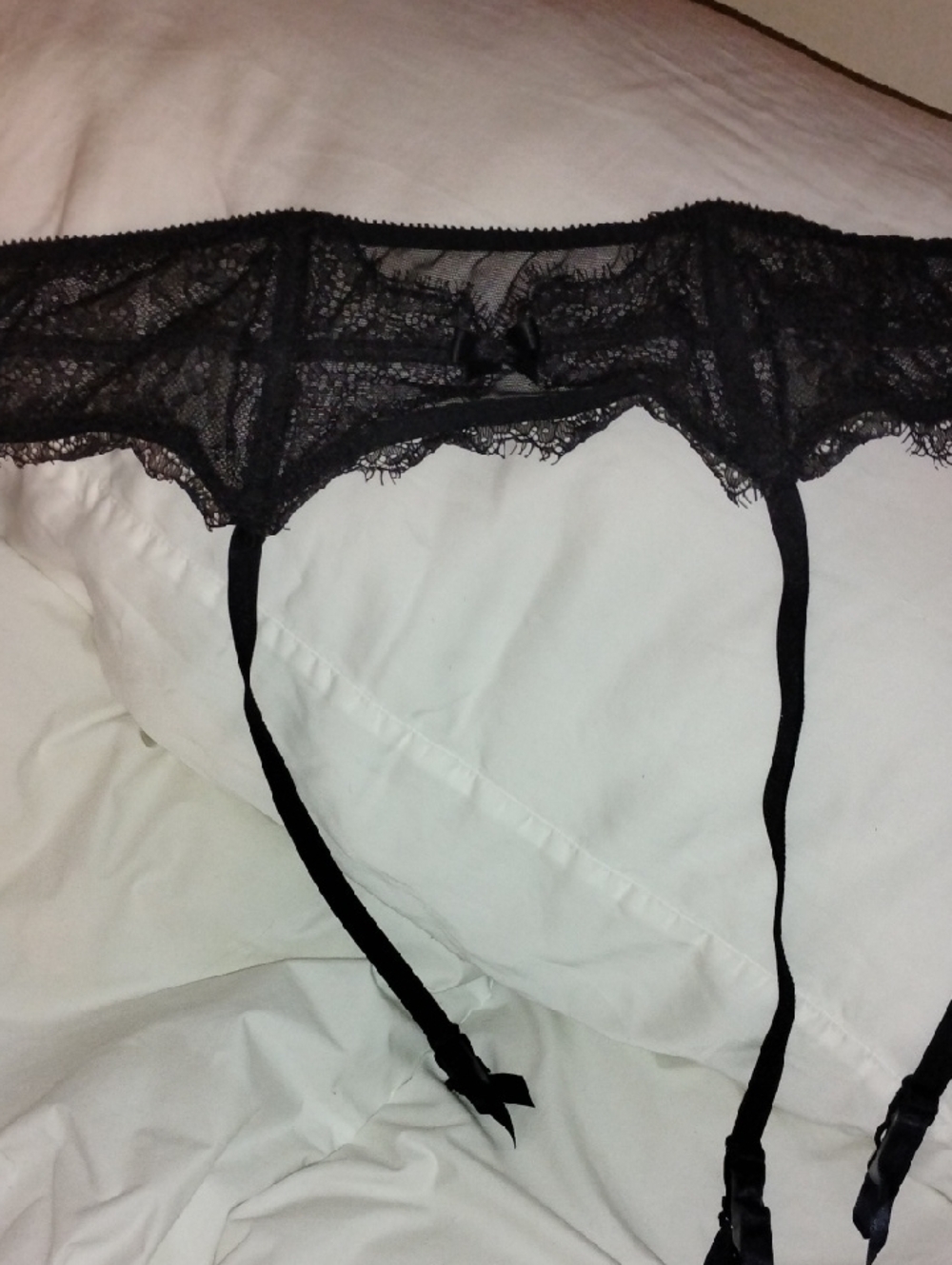 Victoria's Secret Black Lace Garter Belt with Bow